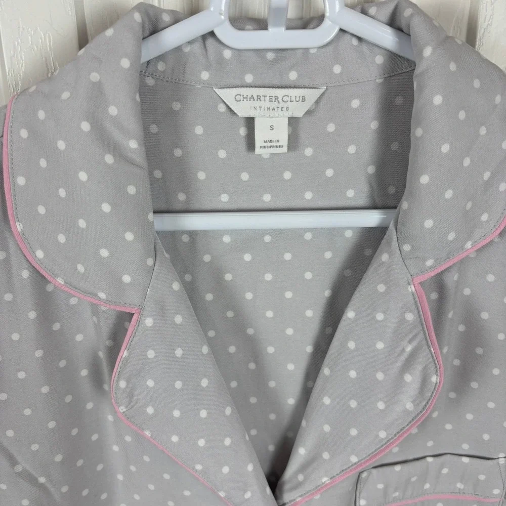 Charter Club Intimates‎ Women's Gray Polka Dot Nightgown Short Sleeve Size S NWT